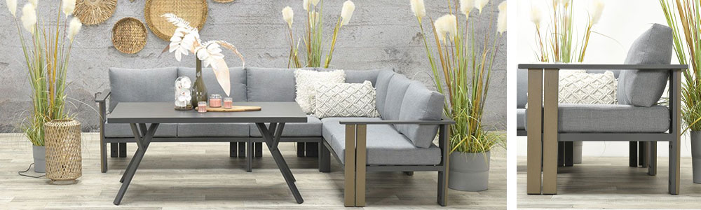 Brady hoekbank lounge dining set - Tuinmeubelland 2021