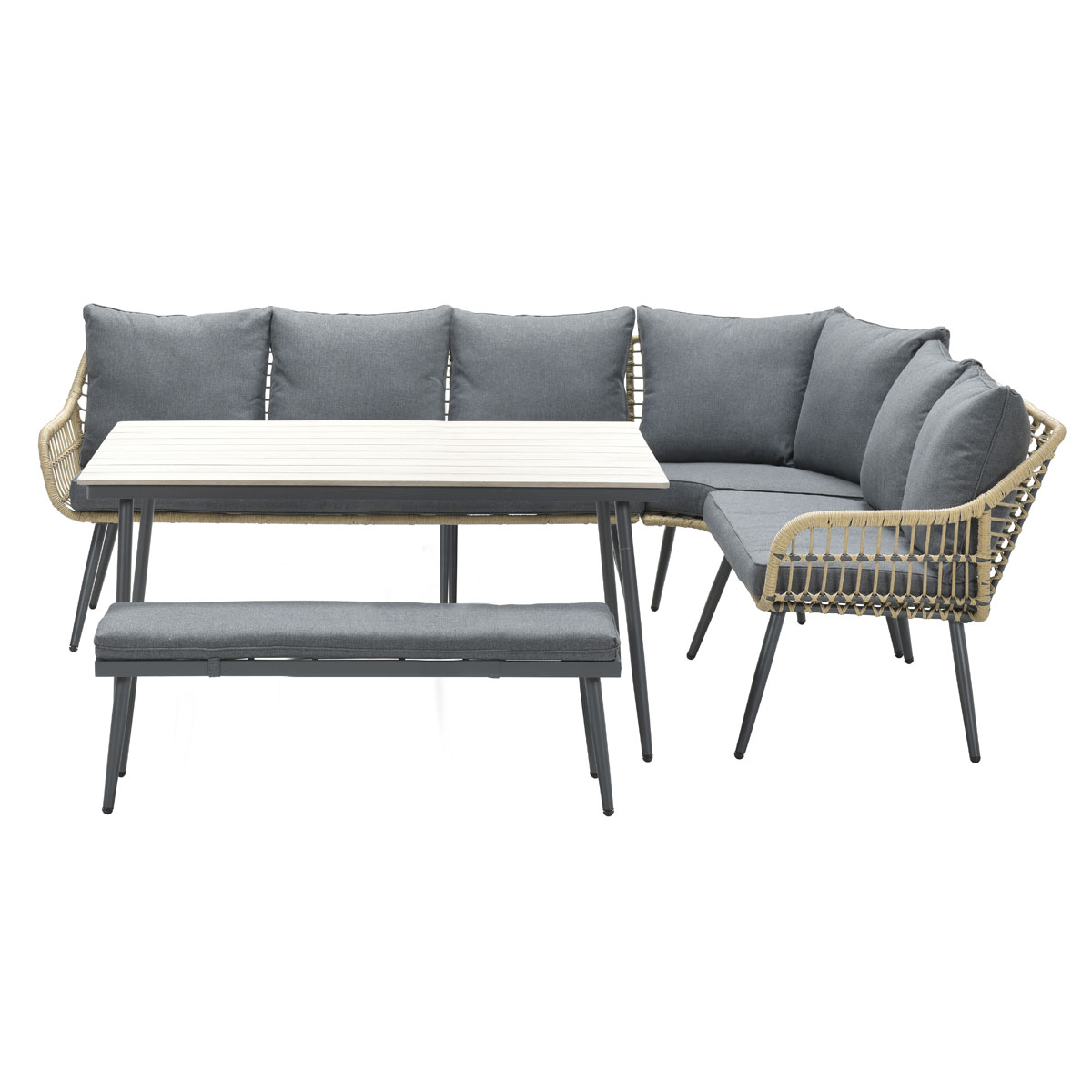 Garden Impressions Lucas lounge dining set 6-delig - natural - Garden Impressions Lucas lounge dining set 6-delig - natural -