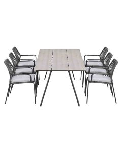 Natas tuinset grijs 7-delig - Braga tuintafel 220x100 cm