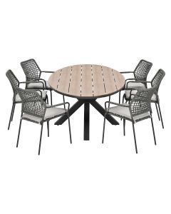 Natas tuinset grijs 7-delig - Tulli tuintafel ovaal 220x115 cm