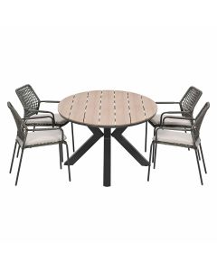 Natas tuinset grijs 5-delig - Tulli tuintafel 180x115 cm