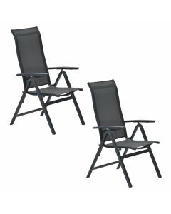 Siena tuinstoel verstelbaar donker grijs - 2 stuks