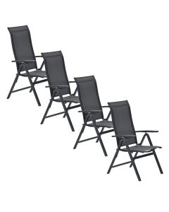 Siena tuinstoel verstelbaar donker grijs - 4 stuks