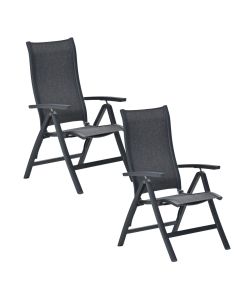 Hilly tuinstoel verstelbaar donker grijs - 2 stuks