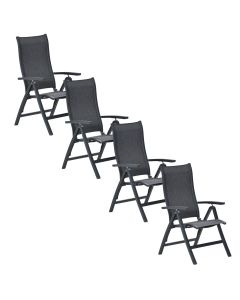 Hilly tuinstoel verstelbaar donker grijs - 4 stuks