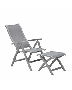 Hilly tuinstoel verstelbaar taupe incl voetenbank