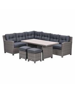 Jaru lounge dining set 5-delig links - light teak vironwood