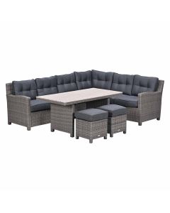 Jaru lounge dining set 5-delig rechts - light teak vironwood