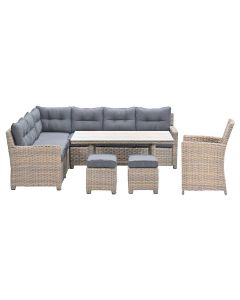 Alaska lounge dining set 6-delig links - vintage willow - light teak vironwood