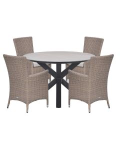 Sharon tuinset 5-delig - Duuk tuintafel Ø120 cm