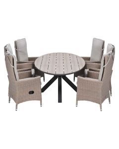 Collin tuinset 7-delig - Tulli tuintafel 220x115xH75 cm - light teak vironwood