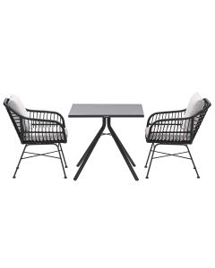 Lucas tuinset zwart 3-delig - Rimini tuintafel 80x80 cm