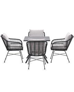 Lucas tuinset zwart 5-delig - Rimini tuintafel 80x80 cm