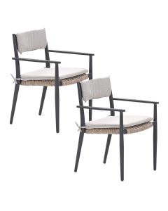 Lily tuinstoel donker grijs - 2 stuks