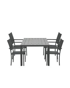Moon tuinset 5-delig donker grijs - Adana tuintafel 180x100 cm