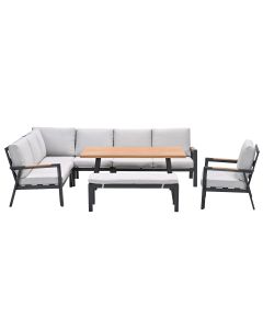 Lissabon lounge dining set 7-delig links incl stoel - valley sand
