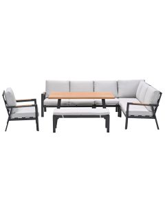 Lissabon lounge dining set 7-delig rechts incl stoel - valley sand