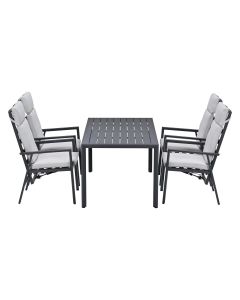 Kasper tuinset 5-delig - tuintafel 160x84 cm donker grijs