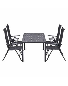 Santos tuinset 5-delig - Kasper tuintafel 160x84 cm donker grijs