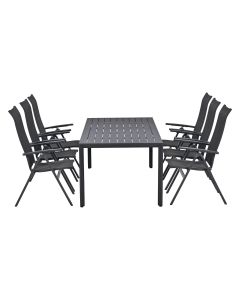 Siena tuinset 7-delig verstelbaar - Kasper tuintafel 220x93 cm