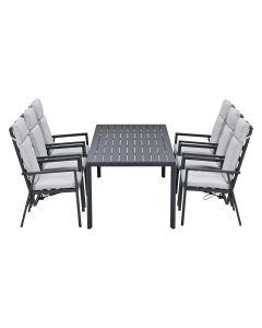 Kasper tuinset 7-delig - tuintafel 220x93 cm donker grijs