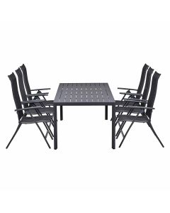 Santos tuinset 7-delig - Kasper tuintafel 220x93 cm donker grijs