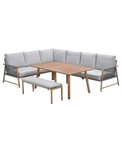 Hannie lounge dining set 6-delig - light teak look