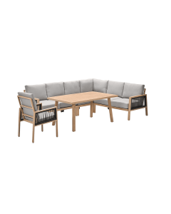 San Capri lounge dining set 6-delig rechts incl. stoel - light teak aluminium