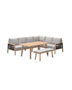 San Capri lounge dining set 6-delig rechts - light teak aluminium