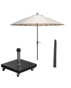 Manilla stokparasol Ø250 cm - ecru incl 40 kg Eureka parasolvoet en parasolhoes