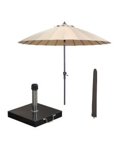 Manilla stokparasol Ø250 cm - taupe incl 40 kg Cosmo parasolvoet en parasolhoes