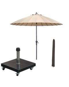 Manilla stokparasol Ø250 cm - taupe incl 40 kg Eureka parasolvoet en parasolhoes