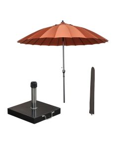 Manilla stokparasol Ø250 cm - koper incl 40 kg Cosmo parasolvoet en parasolhoes