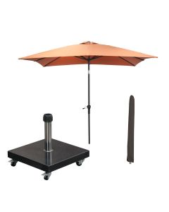 Lotus stokparasol 250x250 cm - koper incl 40 kg Eureka parasolvoet en parasolhoes