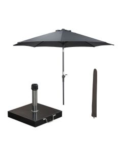Lotus stokparasol Ø300 cm - donker grijs incl 40 kg Cosmo parasolvoet en parasolhoes