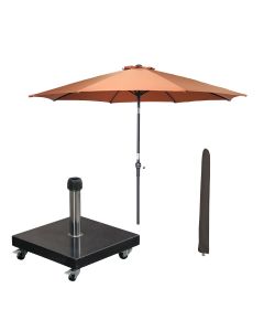 Lotus stokparasol Ø300 cm - koper incl 40 kg Eureka parasolvoet en parasolhoes