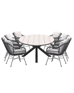 Lucas tuinset 9-delig - Tulli tuintafel ovaal 280x140 cm
