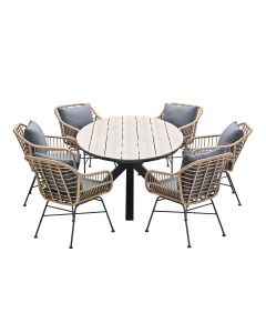 Lucas tuinset 7-delig bruin - Tulli tuintafel 220x115 cm