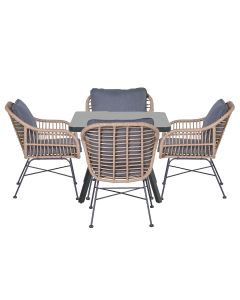 Lucas tuinset 5-delig - Mina tuintafel 90x90 cm