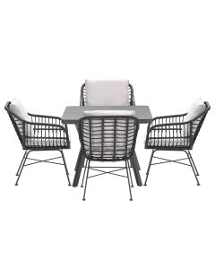 Lucas tuinset zwart 5-delig - Mina tuintafel 90x90 cm