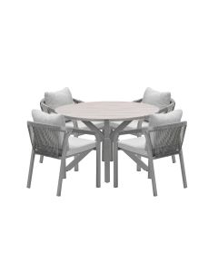 Tarera tuinset 5-delig dakar sand - Tulli tuintafel Ø122x75 cm - light teak vironwood