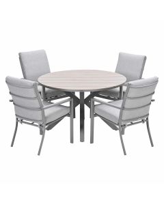 Senja tuinset 5-delig valley sand - Tulli tuintafel Ø122x75 cm - light teak vironwood