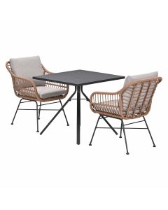 Lucas tuinset bruin 3-delig - Rimini tuintafel 80x80 cm