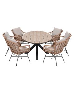 Lucas tuinset bruin 7-delig - Tulli tuintafel ovaal 220x115 cm