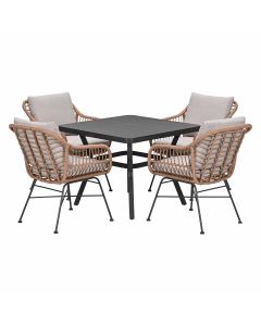 Lucas tuinset bruin 5-delig - Mina tuintafel 90x90 cm