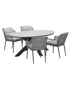 Pemba tuinset 5-delig - Tulli tuintafel 180x115 cm - light teak vironwood