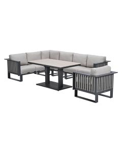Gabon - Brugge lounge dining set 6-delig - donker grijs