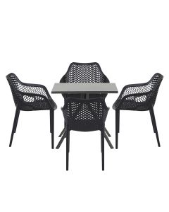 Air XL tuinset 5-delig zwart - Rimini tuintafel 80x80 cm