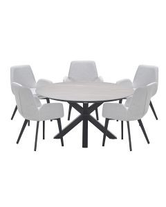 Amalia tuinset 6-delig donker grijs - Duuk tuintafel Ø150 cm