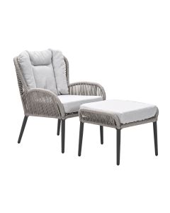 Bentong loungestoel incl voetenbank - taupe